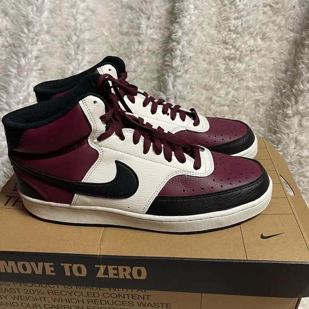 New in box Nike Court Vision Next Nature Mid Dark Beetroot Size 10.